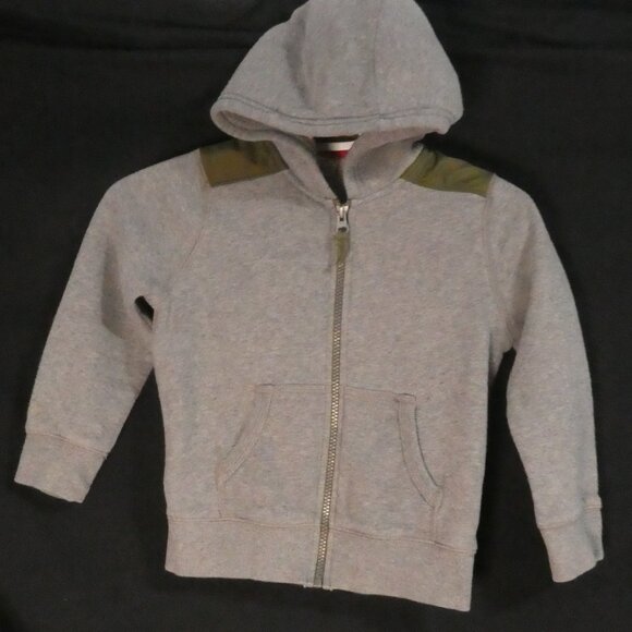 CARTER'S | size 5 | Grey Hoodie with Olive Green Shoulder and Back Accents - Picture 1 of 12